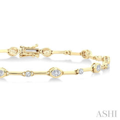 ASHI Oval Shape Bezel Set Diamond Bracelet 70781PPFGYG-OV