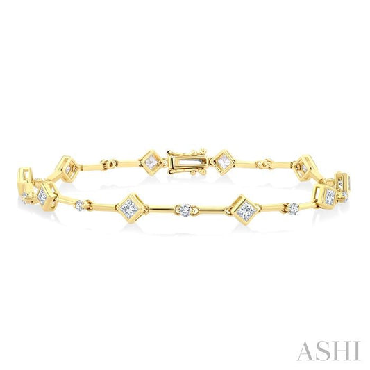 ASHI Princess Shape Bezel Set Diamond Bracelet 70781PPFGYG-PRN