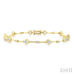 ASHI Princess Shape Bezel Set Diamond Bracelet 70781PPFGYG-PRN