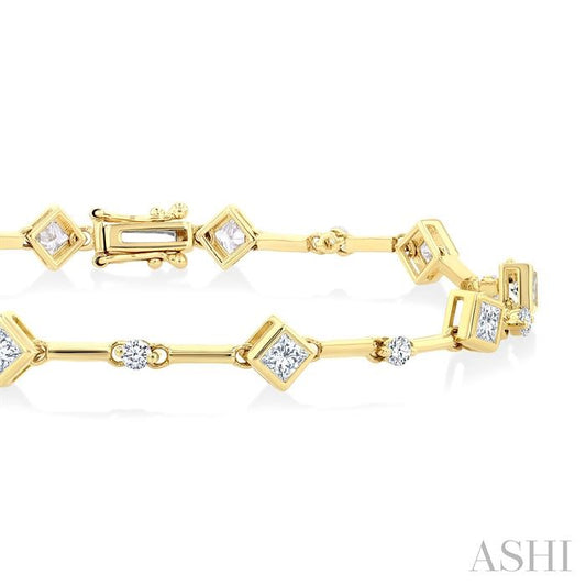 ASHI Princess Shape Bezel Set Diamond Bracelet 70781PPFGYG-PRN
