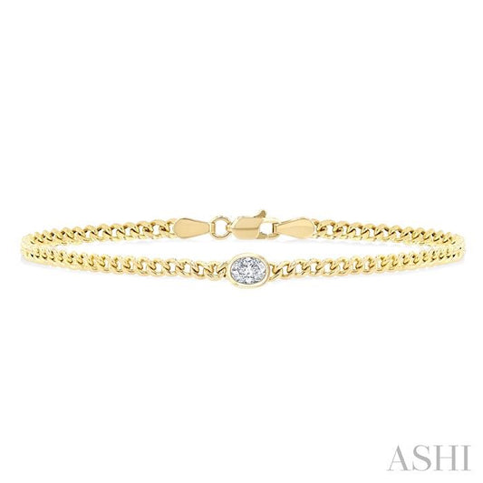 ASHI Oval Shape Curb Diamond Fashion Bracelet 7084QPPFGYG-OV