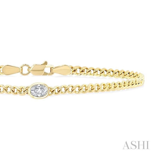 ASHI Oval Shape Curb Diamond Fashion Bracelet 7084QPPFGYG-OV