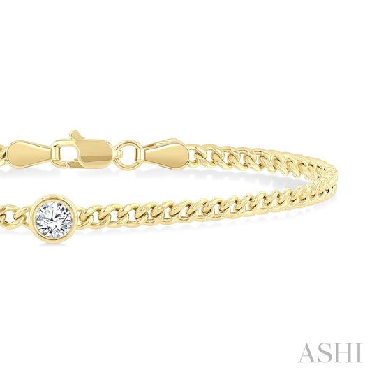 ASHI Round Shape Curb Diamond Fashion Bracelet 7084QPPFGYG-RD
