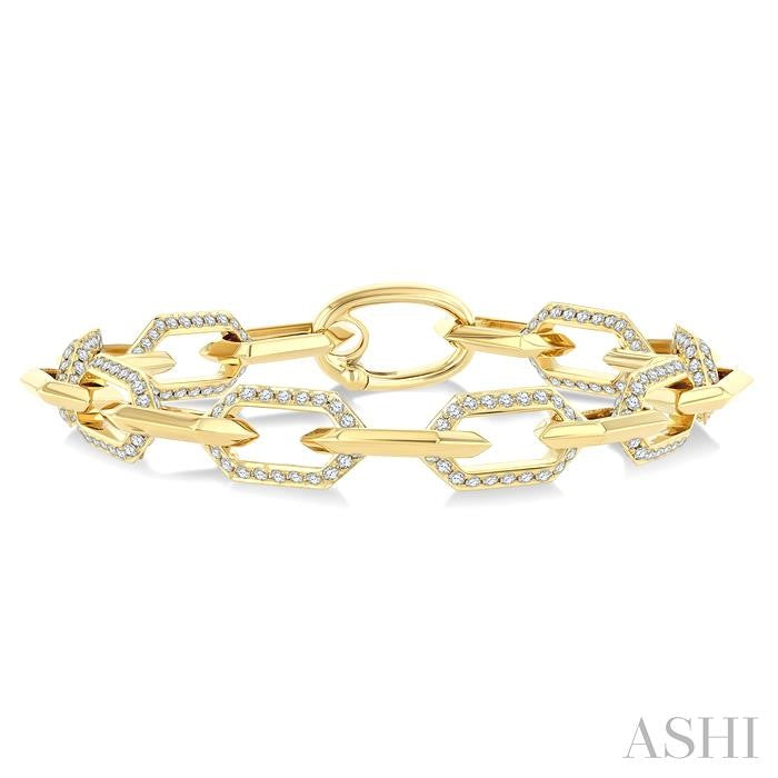 ASHI Hexagon Shape Link Diamond Fashion Bracelet 70883PPFGYG-3.00