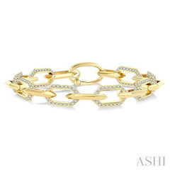ASHI Hexagon Shape Link Diamond Fashion Bracelet 70883PPFGYG-3.00