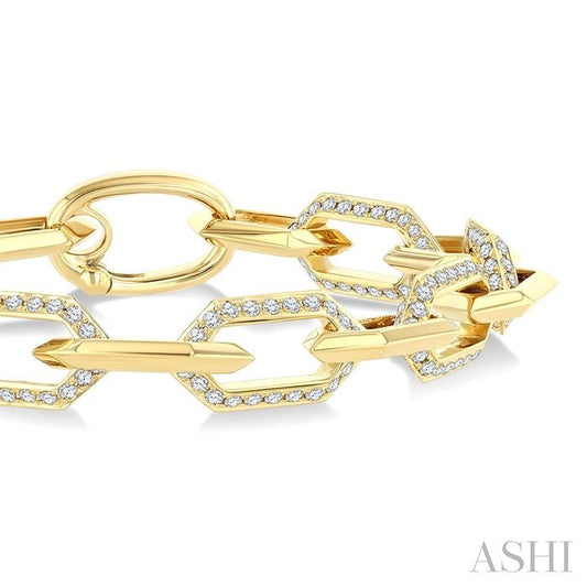 ASHI Hexagon Shape Link Diamond Fashion Bracelet 70883PPFGYG-3.00
