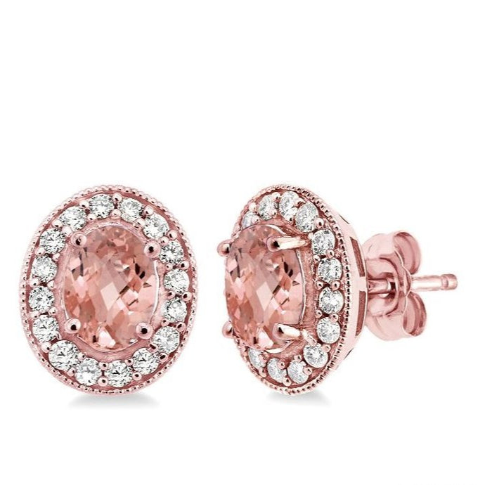 Parkplace Jewelers Oval Shape Gemstone & Halo Diamond Earrings 58214PPFNERMOPG