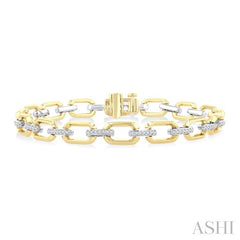 ASHI Bold Octagon Shape Link Diamond Fashion Bracelet 7126UPPTGYW-OC