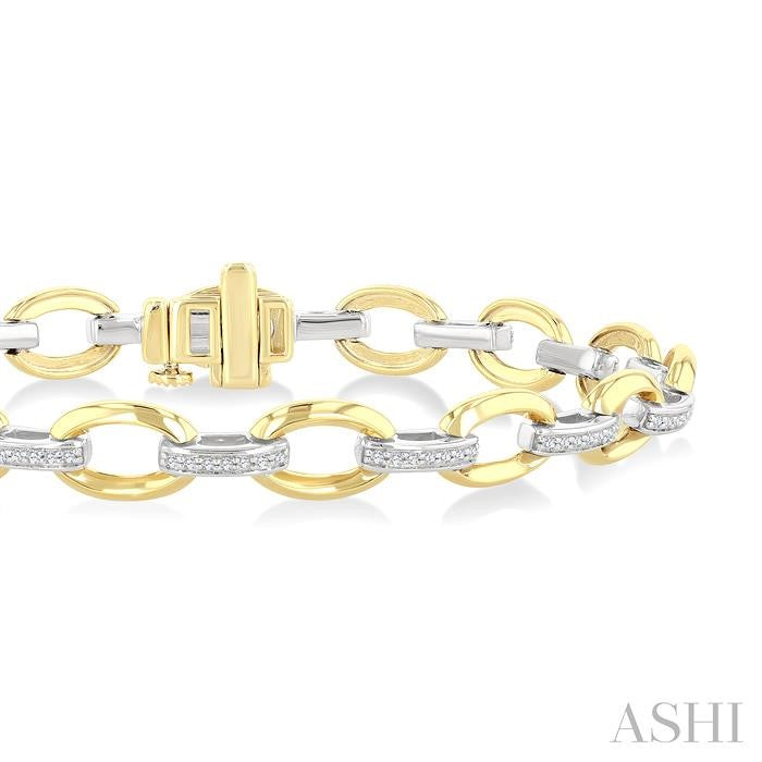 ASHI Bold Oval Shape Link Diamond Fashion Bracelet 7126UPPTGYW-OV