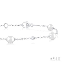 ASHI Pearl & Diamond Station Chain Bracelet 712C0PPFGWPWG