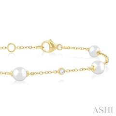 ASHI Pearl & Diamond Station Chain Bracelet 712C0PPFGWPYG