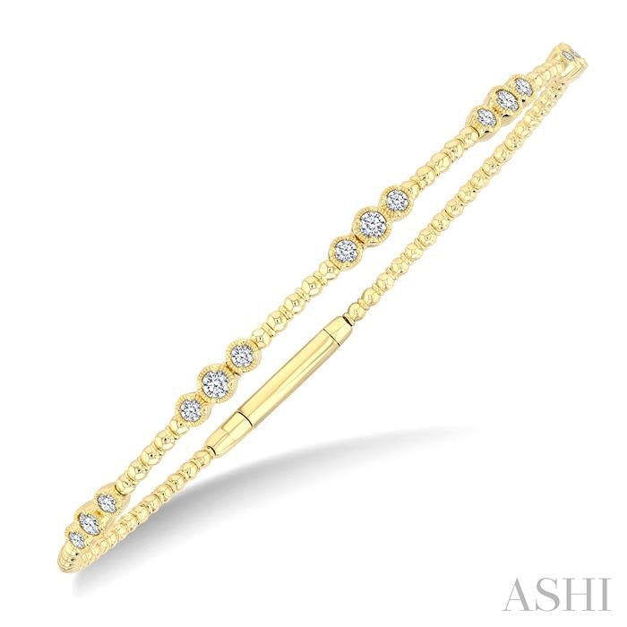 ASHI 3 Stone Bezel Diamond Flex Bangle 712W3PPFGYG