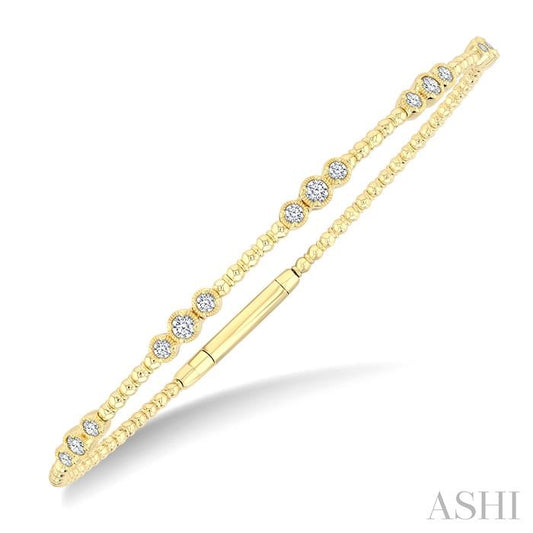 ASHI 3 Stone Bezel Diamond Flex Bangle 712W3PPFGYG