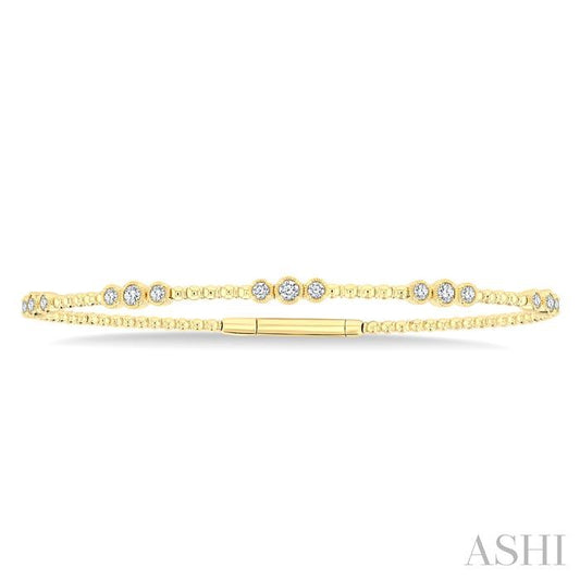 ASHI 3 Stone Bezel Diamond Flex Bangle 712W3PPFGYG