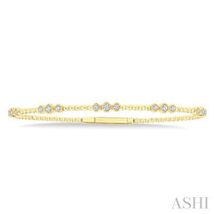 ASHI 3 Stone Bezel Diamond Flex Bangle 712W3PPFGYG