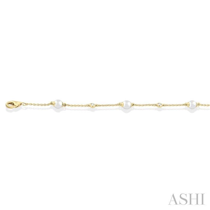 ASHI Pearl & Diamond Station Chain Bracelet 713C0PPFGWPYG