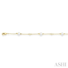 ASHI Pearl & Diamond Station Chain Bracelet 713C0PPFGWPYG
