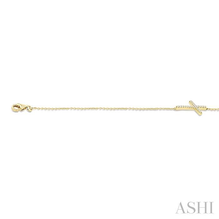 ASHI Sideway Cross Petite Diamond Fashion Chain Bracelet 713E0PPTSYG