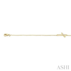 ASHI Sideway Cross Petite Diamond Fashion Chain Bracelet 713E0PPTSYG