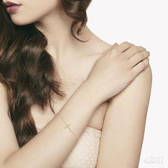 ASHI Sideway Cross Petite Diamond Fashion Chain Bracelet 713E0PPTSYG
