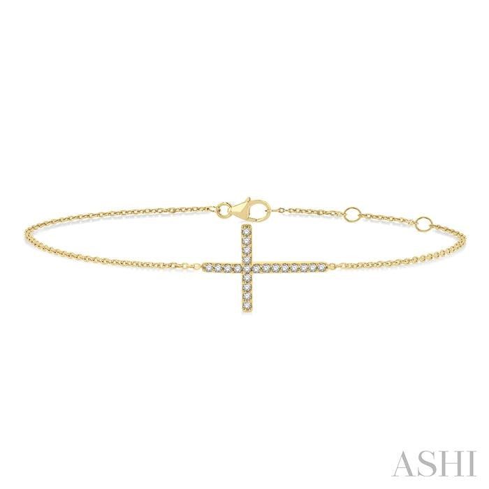 ASHI Sideway Cross Petite Diamond Fashion Chain Bracelet 713E0PPTSYG