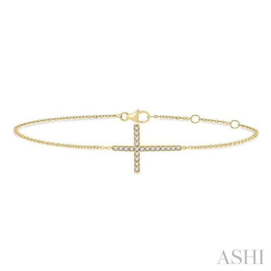 ASHI Sideway Cross Petite Diamond Fashion Chain Bracelet 713E0PPTSYG