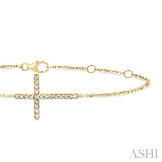 ASHI Sideway Cross Petite Diamond Fashion Chain Bracelet 713E0PPTSYG