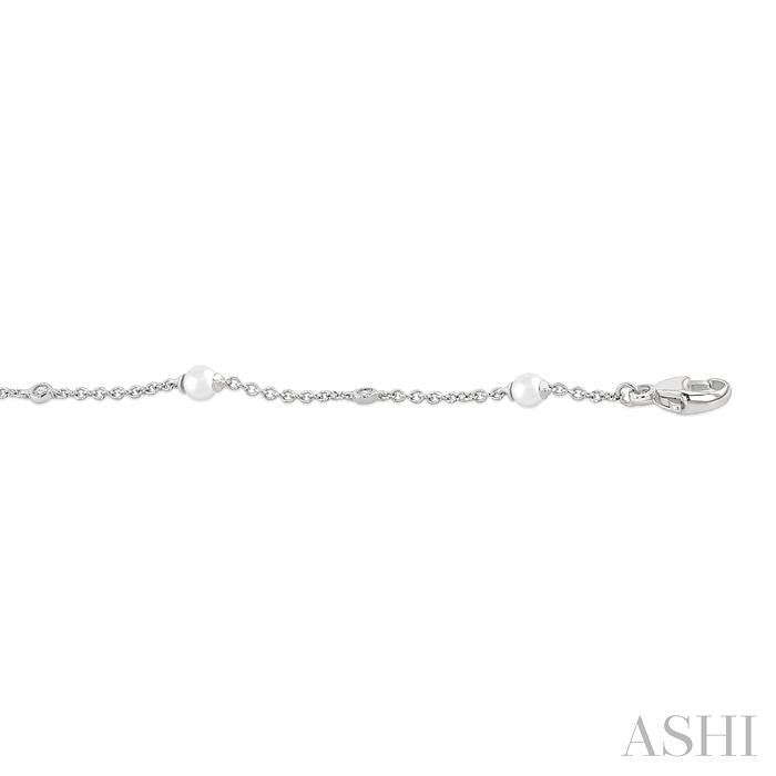 ASHI Pearl & Diamond Station Chain Bracelet 714C0PPFGWPWG