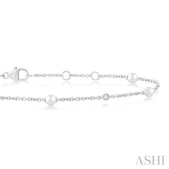 ASHI Pearl & Diamond Station Chain Bracelet 714C0PPFGWPWG