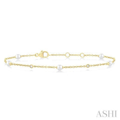 ASHI Pearl & Diamond Station Chain Bracelet 714C0PPFGWPYG
