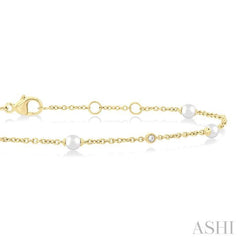 ASHI Pearl & Diamond Station Chain Bracelet 714C0PPFGWPYG