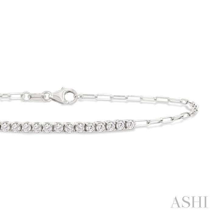 ASHI Paperclip Diamond Fashion Chain Bracelet 716AHPPFGWG