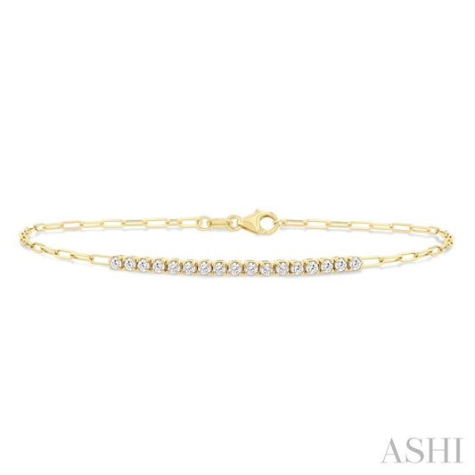 ASHI Paperclip Diamond Fashion Chain Bracelet 716AHPPFGYG