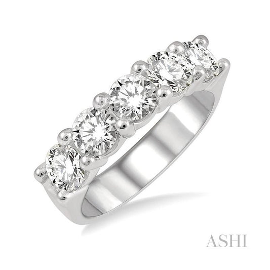ASHI Round Shape 5 Stone Diamond Wedding Band 33340PPFGWG-2.00