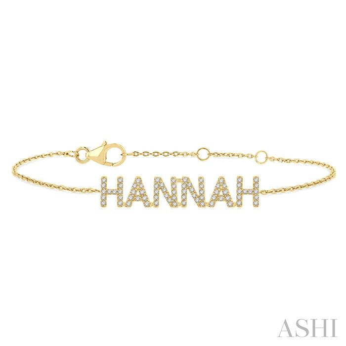 ASHI Block 'HANNAH' Diamond Name Chain Bracelet 717FQPPTSYG