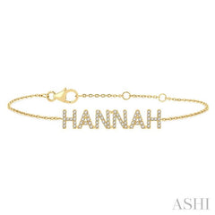 ASHI Block 'HANNAH' Diamond Name Chain Bracelet 717FQPPTSYG