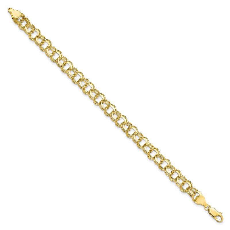 Quality Gold 10k Solid Double Link Charm Bracelet 10CH6