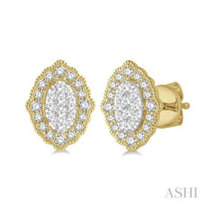 ASHI Oval Shape Halo Lovebright Diamond Earrings 905B6PPFGERYW