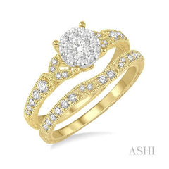ASHI Round Shape Lovebright Diamond Wedding Set 133C3PPFVYW-WS
