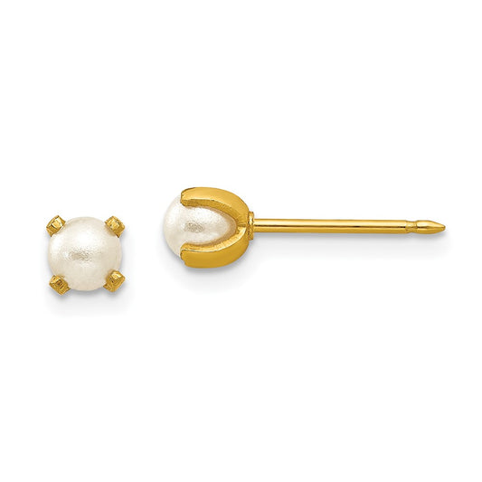 71E Inverness 14k 4mm Simulated Pearl Earrings