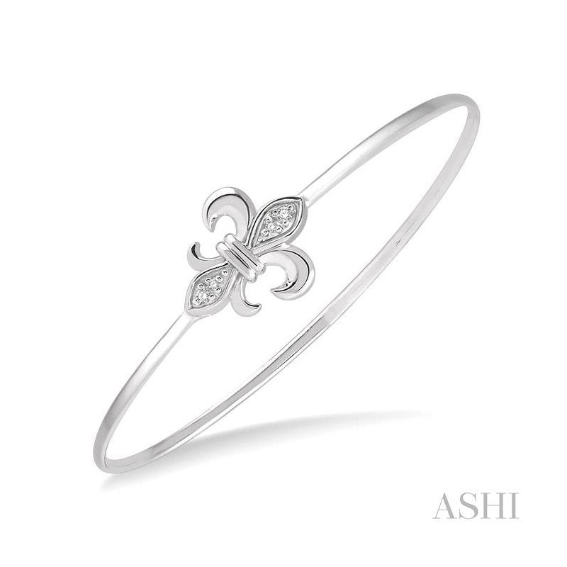 ASHI Silver Fleur De Lis Diamond Flexi Fashion Bangle 85859PPSSSLBG