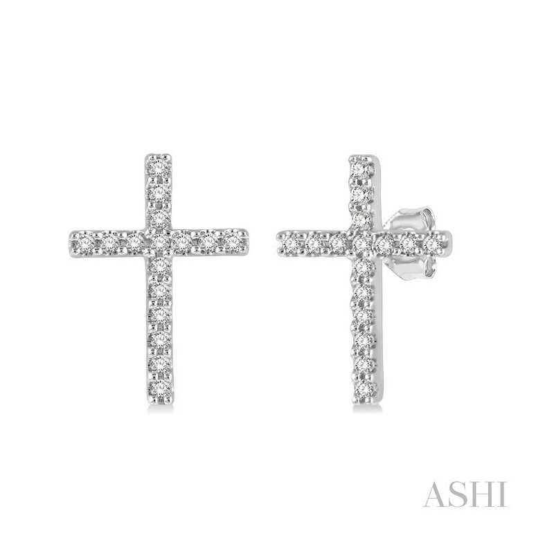 ASHI Cross Petite Diamond Fashion Earrings 643D8PPTSERWG