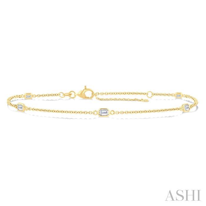 ASHI Emerald Shape Station Diamond Chain Bracelet 720CHPPFGYG-OC