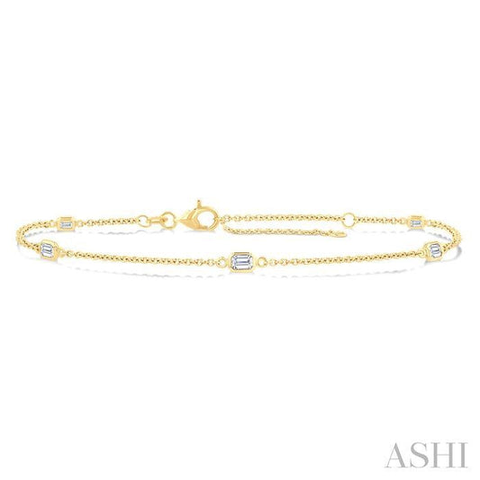 ASHI Emerald Shape Station Diamond Chain Bracelet 720CHPPFGYG-OC