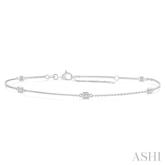 ASHI Princess Shape Diamond Station Chain Bracelet 720CQPPFGWG-PRN