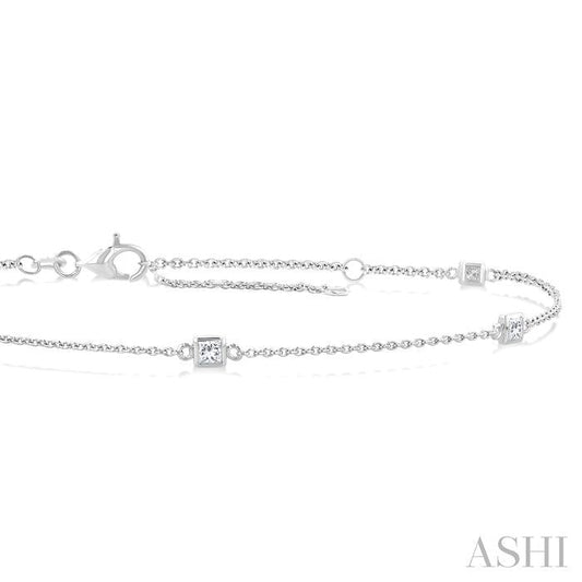 ASHI Princess Shape Diamond Station Chain Bracelet 720CQPPFGWG-PRN