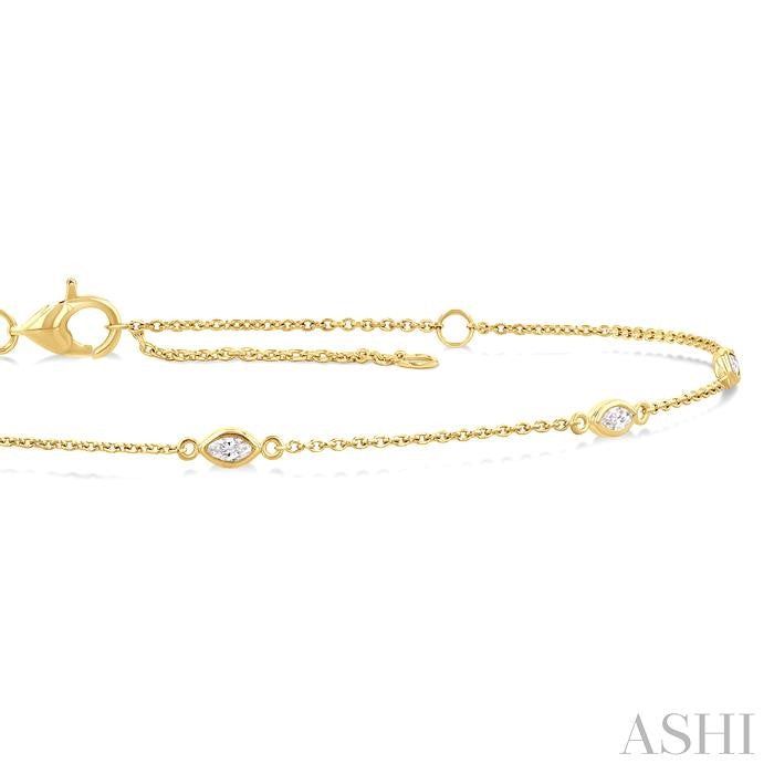 ASHI Marquise Shape Diamond Station Chain Bracelet 720CQPPFGYG-MQ