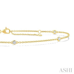 ASHI Round Shape Diamond Station Chain Bracelet 720CQPPFGYG-RD