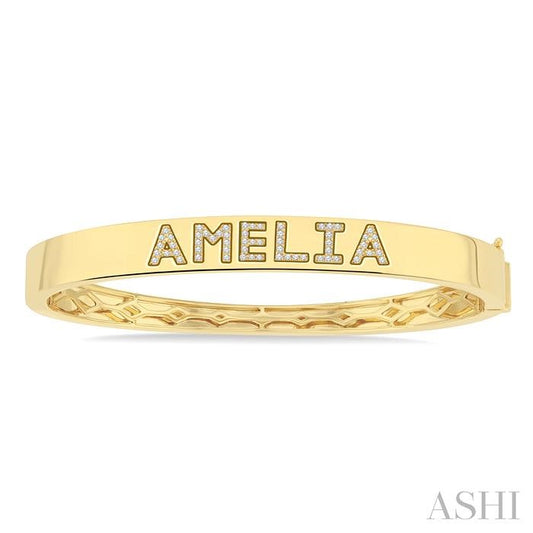 ASHI Block 'AMELIA' Diamond Name Bangle 720F7PPTSYG