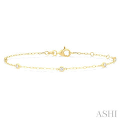 ASHI Round Shape Paperclip Diamond Station Chain Bracelet 721C0PPFGYG-0.15